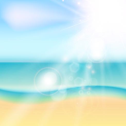 Playa de verano y mar tropical con luz solar. vector