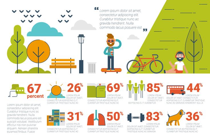 Concepto de parque infografía iconos y elementos vector