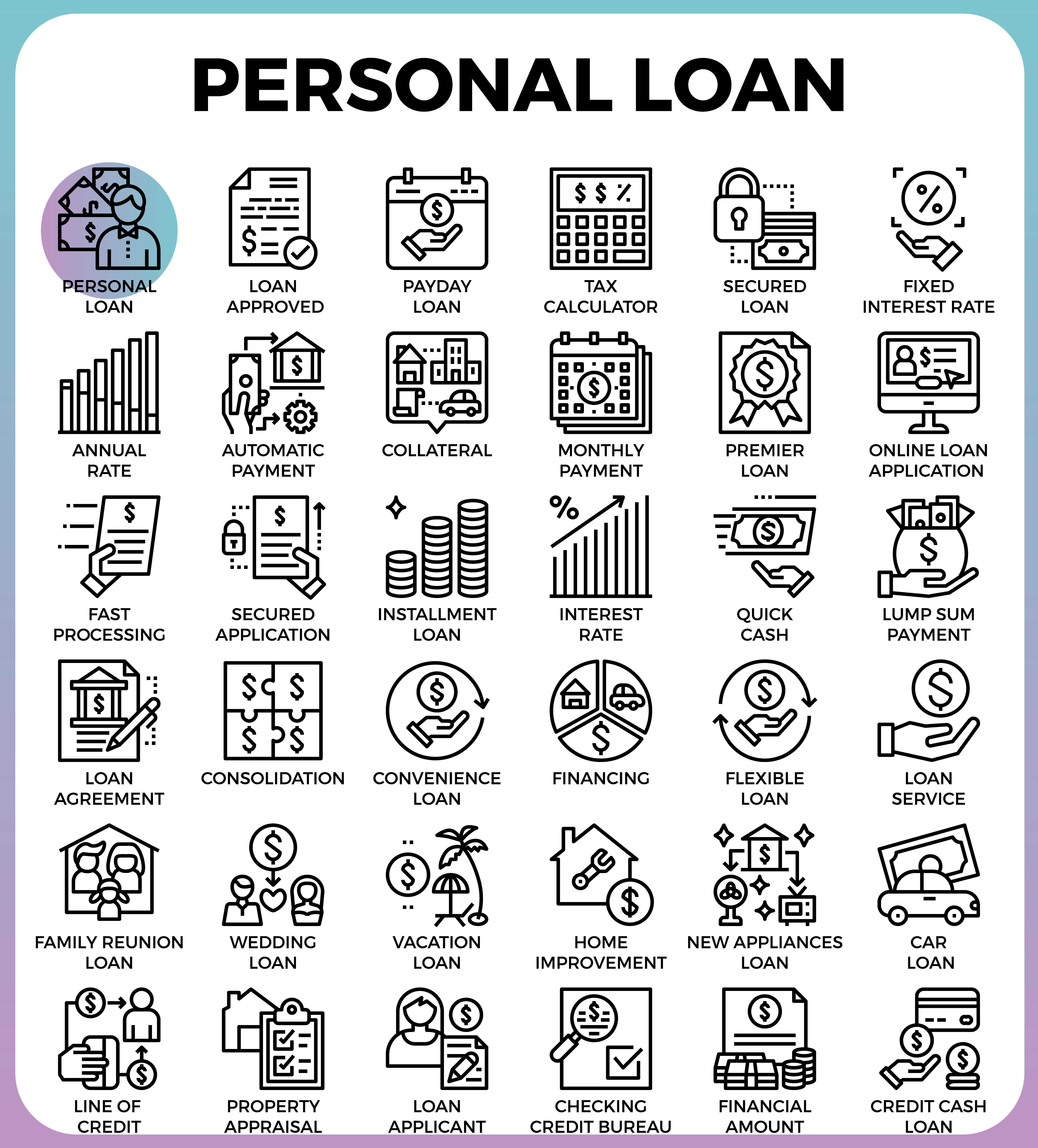 Personal loan icons 547829 Vector Art at Vecteezy