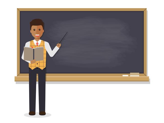 African teacher teaching in classroom. vector