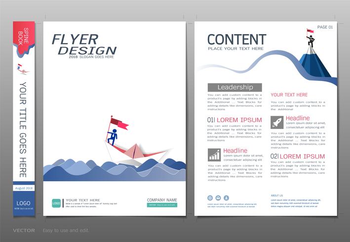 Cubre el vector de la plantilla del diseño del libro, concepto de la puesta en marcha del negocio.