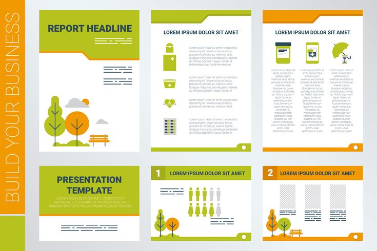 A4 sheet cover and presentation template in green theme vector
