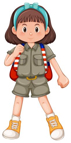 Cute girl scout with headband vector