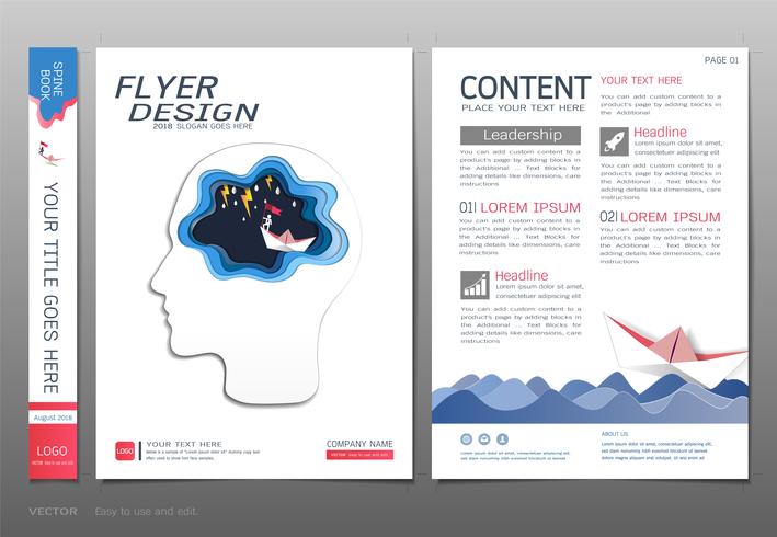 Cubre el vector de la plantilla del diseño del libro, concepto de la puesta en marcha del negocio.