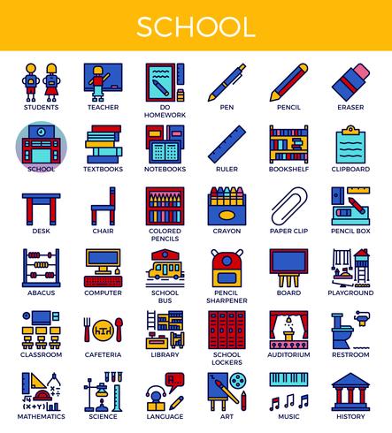 Iconos de la escuela y la educación vector