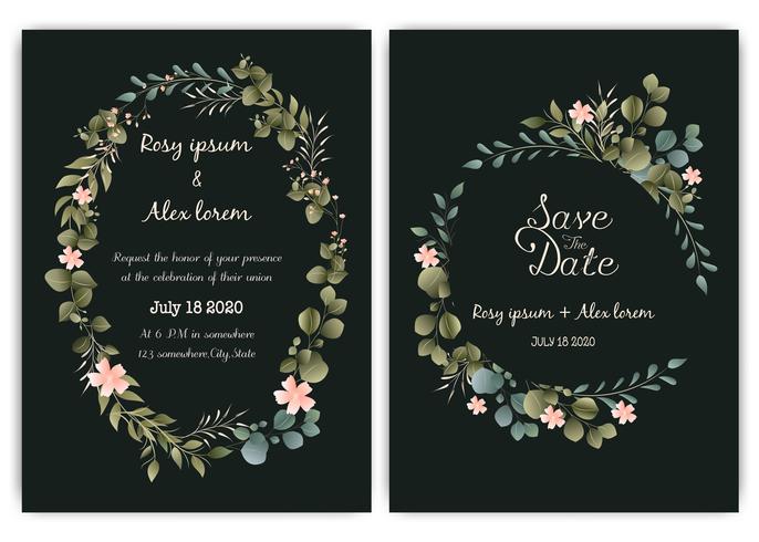 Greenery Wedding Invitation ,Template Eucalyptus  Wedding Invitation. vector