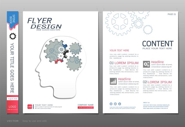 Cubre vector de plantilla de diseño de libro, conceptos de ingeniería de negocios.