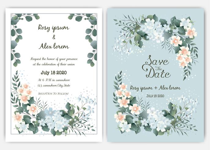 Greenery Wedding Invitation ,Template Eucalyptus  Wedding Invitation. vector