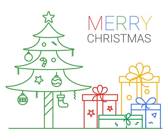 Merry Christmas and Happy New Year. xmas background. thin line art style. vector