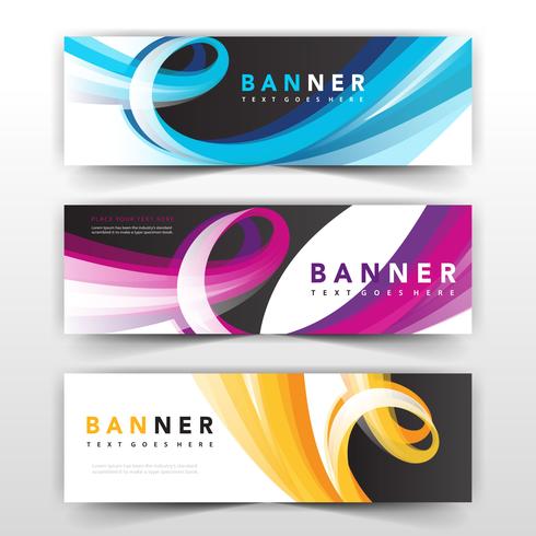 wavy banner collection design vector