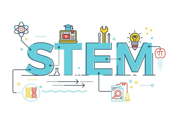 STEM - ciencia, tecnología, ingeniería, matemáticas vector