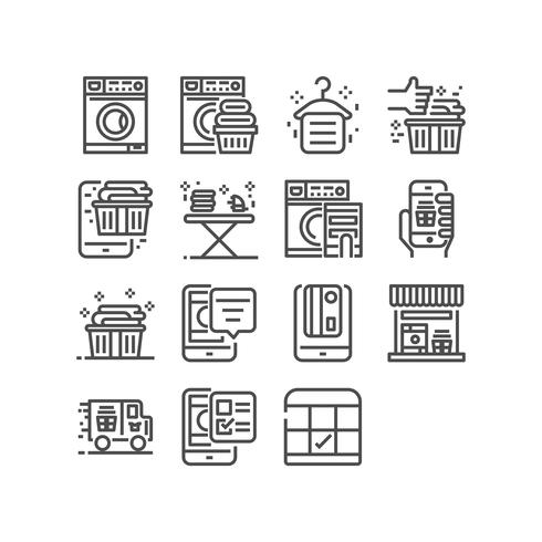 Laundry, Thin line icons set for mobile app and web application. Pixel Perfect.  vector