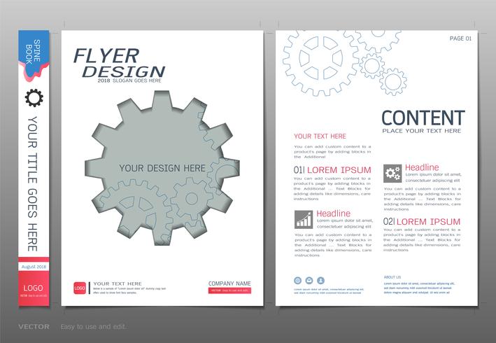 Cubre vector de plantilla de diseño de libro, conceptos de ingeniería de negocios.