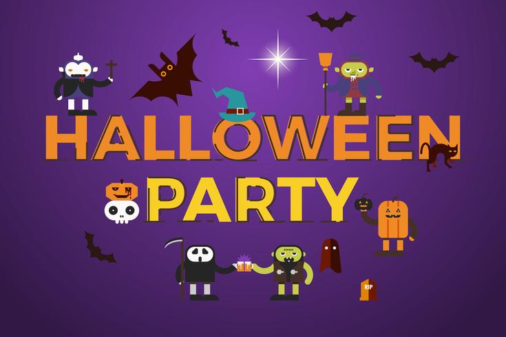 Diseño de la palabra fiesta de Halloween vector