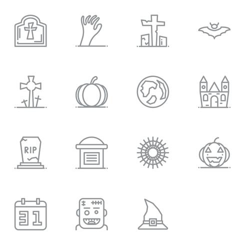 Icono lineal de halloween. Conjunto de pictogramas de los iconos de línea delgada. vector