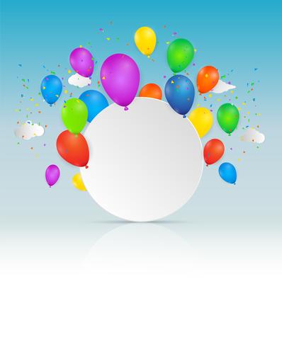 Fondo de celebración de aniversario o tarjeta de feliz cumpleaños con globos. Ilustración. vector