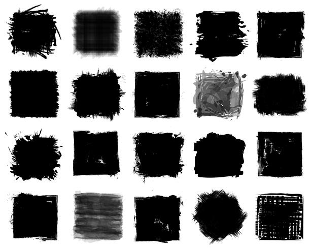 Grunge style set of square shapes . Vector .