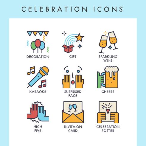 Iconos de celebracion vector