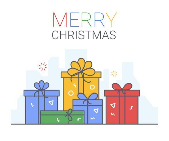 Merry Christmas and Happy New Year. xmas background. thin line art style. vector
