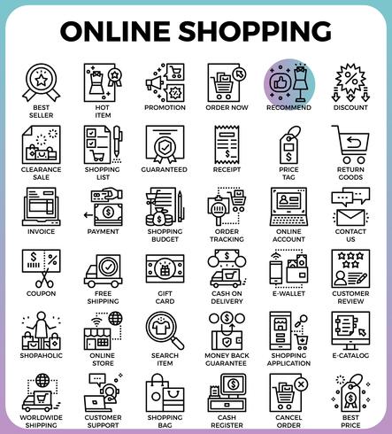 Online shopping icons vector