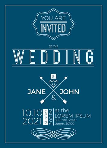 Vintage wedding invitation card template vector