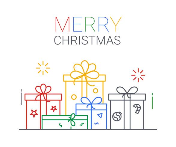 Merry Christmas and Happy New Year. xmas background. thin line art style. vector