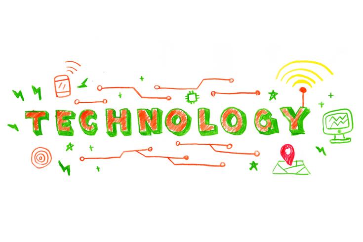 Technology word illustration vector