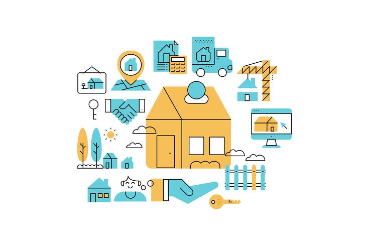 Real Estate line icons illustration vector