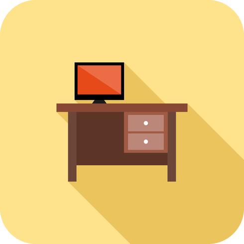 Desk Flat Long Shadow Icon vector