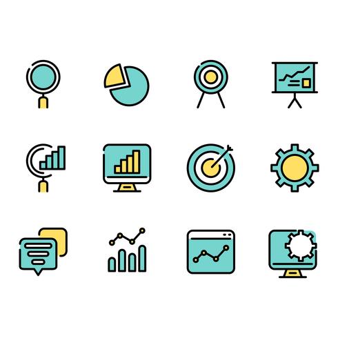 Simple set of outline Business data information thin icons for web. vector