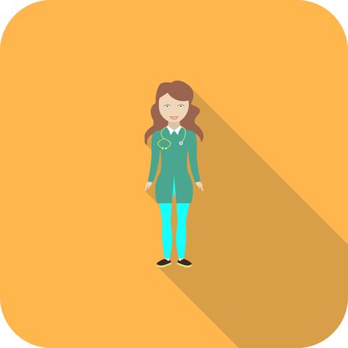 Nurse Flat Long Shadow Icon vector