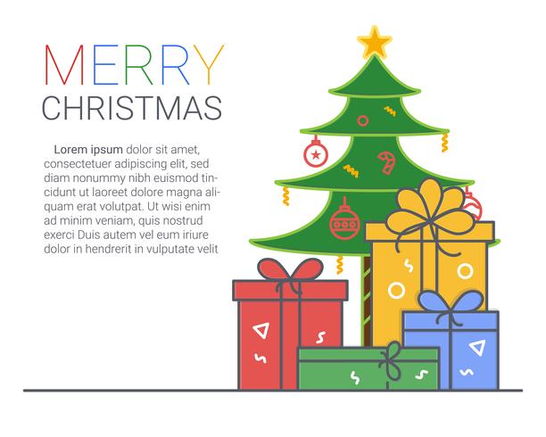 Merry Christmas and Happy New Year. xmas background. thin line art style. vector