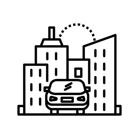 Car in city Line Black Icon vector