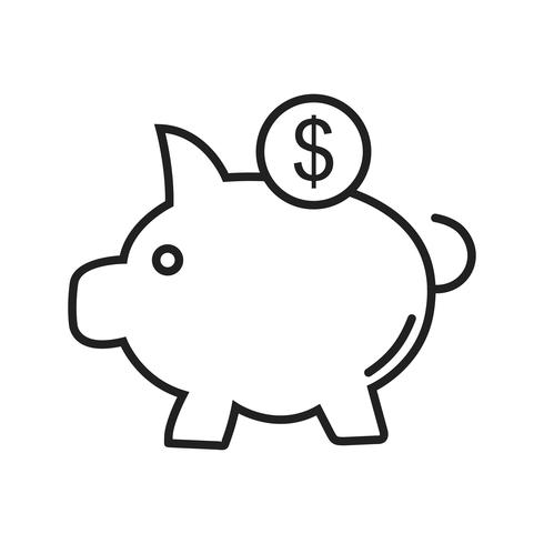 Piggy saving Line Black Icon vector