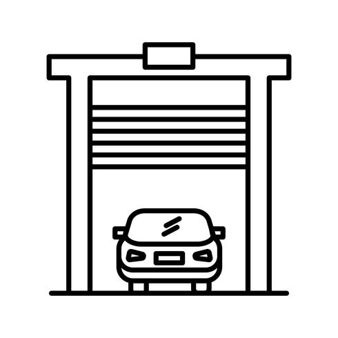 Coche en garaje Line Black Icon vector