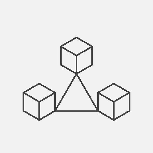 Blockchain technology thin line style. Vector block chain icons or logo.