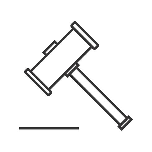 wooden hammer Line Black Icon vector