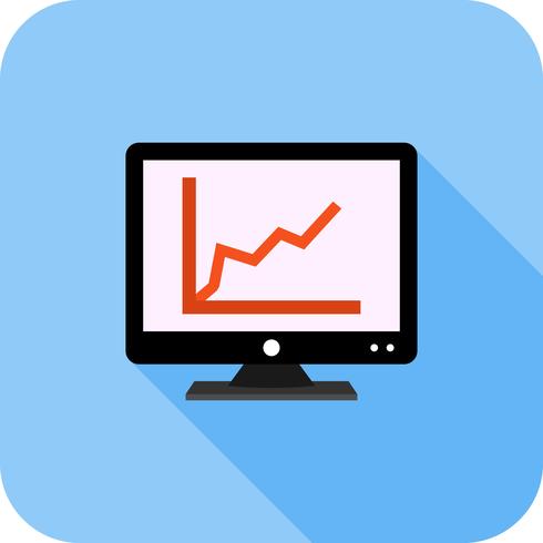 Diagram on screen Flat Long Shadow Icon vector