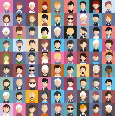 Set of people avatars with backgrounds vector
