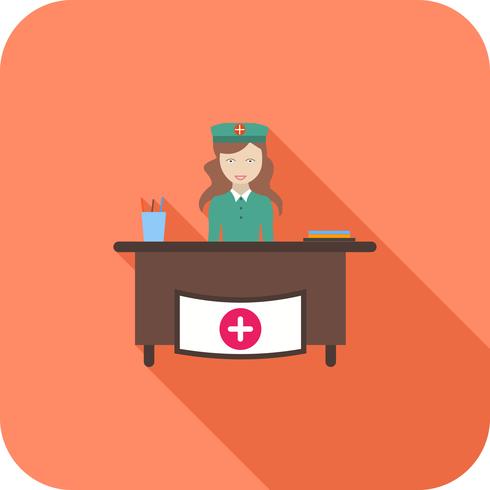 Hospital reception Flat Long Shadow Icon vector