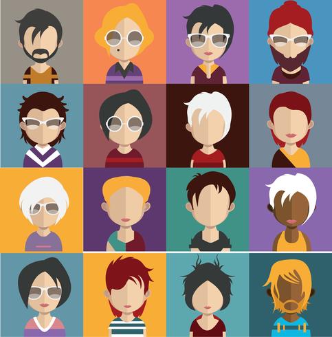Set of people avatars with backgrounds vector