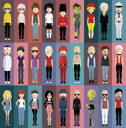 Set of people avatars with backgrounds vector