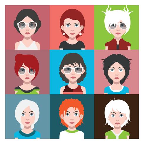 Conjunto de avatares de personas con fondos. vector