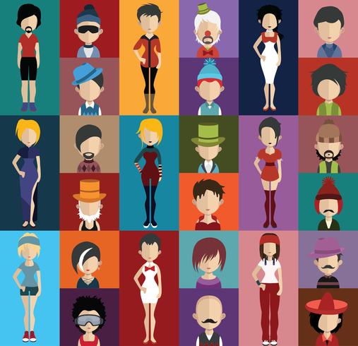 Set of people avatars with backgrounds vector