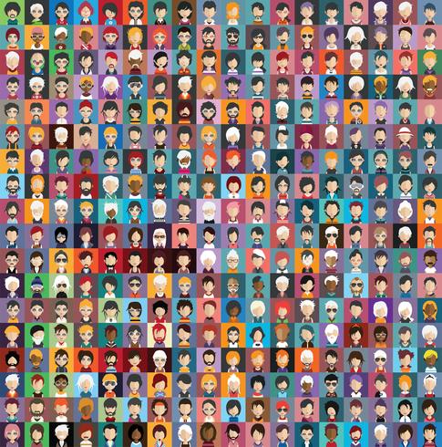 Set of people avatars with backgrounds vector