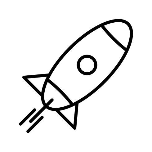 Rocket Line Black Icon vector