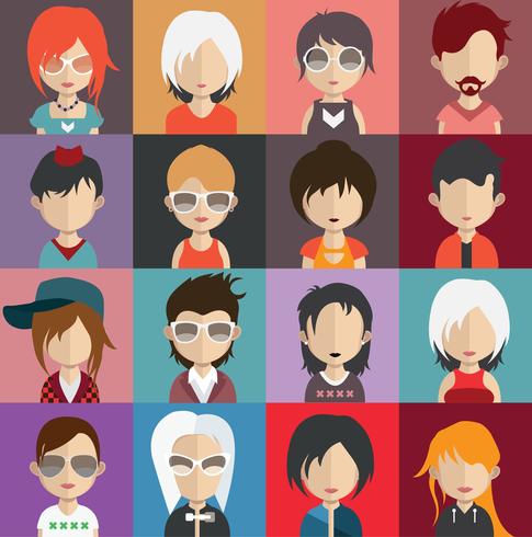 Set of people avatars with backgrounds vector