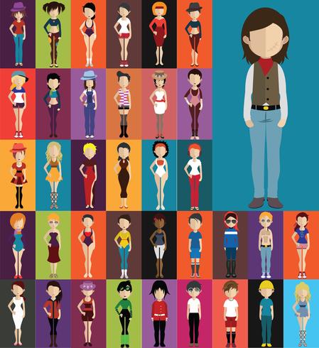 Set of people avatars with backgrounds vector