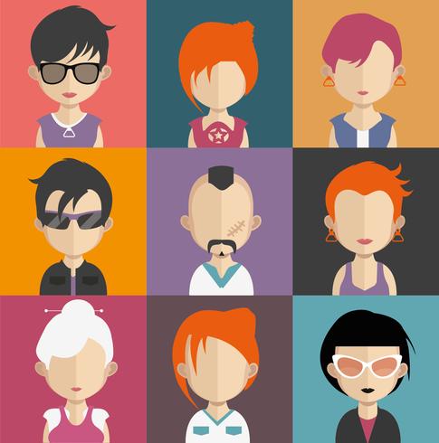 Set of people avatars with backgrounds vector