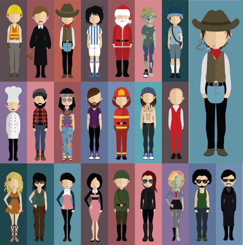 Set of people avatars with backgrounds vector